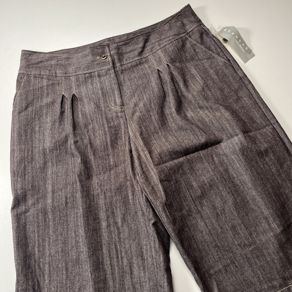 NY Collection Culotte Shorts Size 16 Brown Stretch Pleated Wide Leg‎ Short NWT